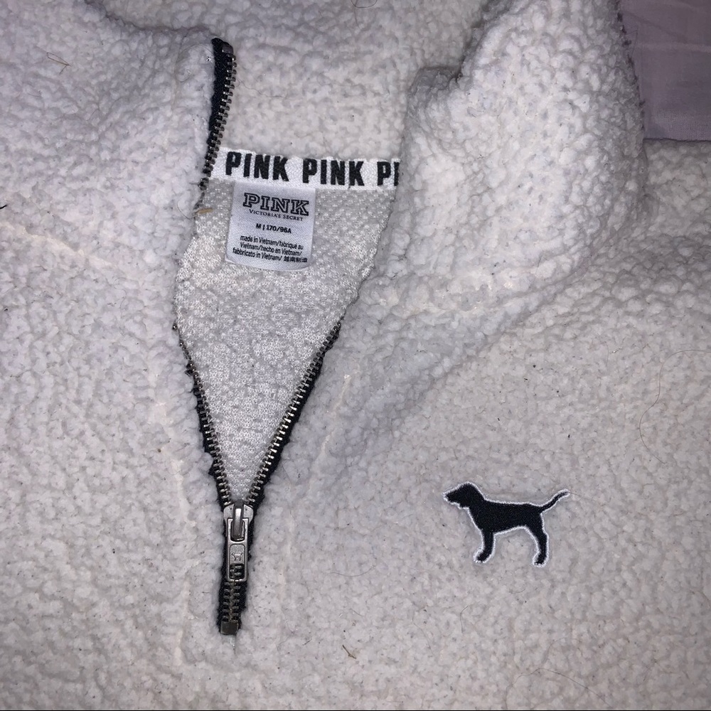 Pink fuzzy quarter zip up size medium